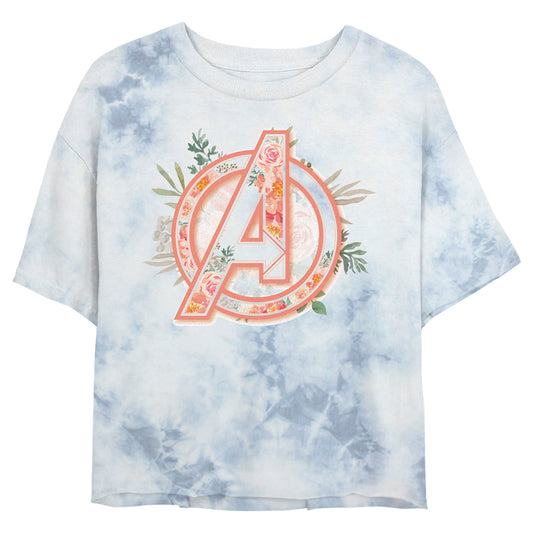 Junior's Marvel Avenger Floral Bombard Tie-Dye T-Shirt